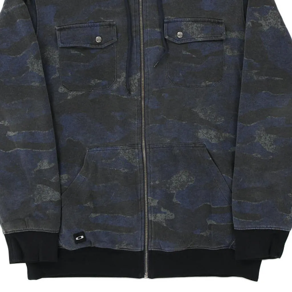 Oakley Camo Hoodie - Large Blue Cotton Blend