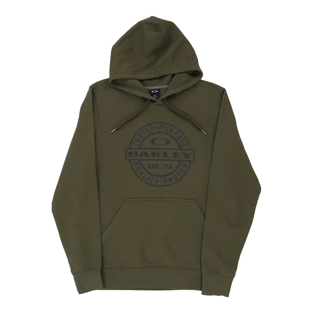 Oakley Spellout Hoodie - Medium Khaki Cotton Blend