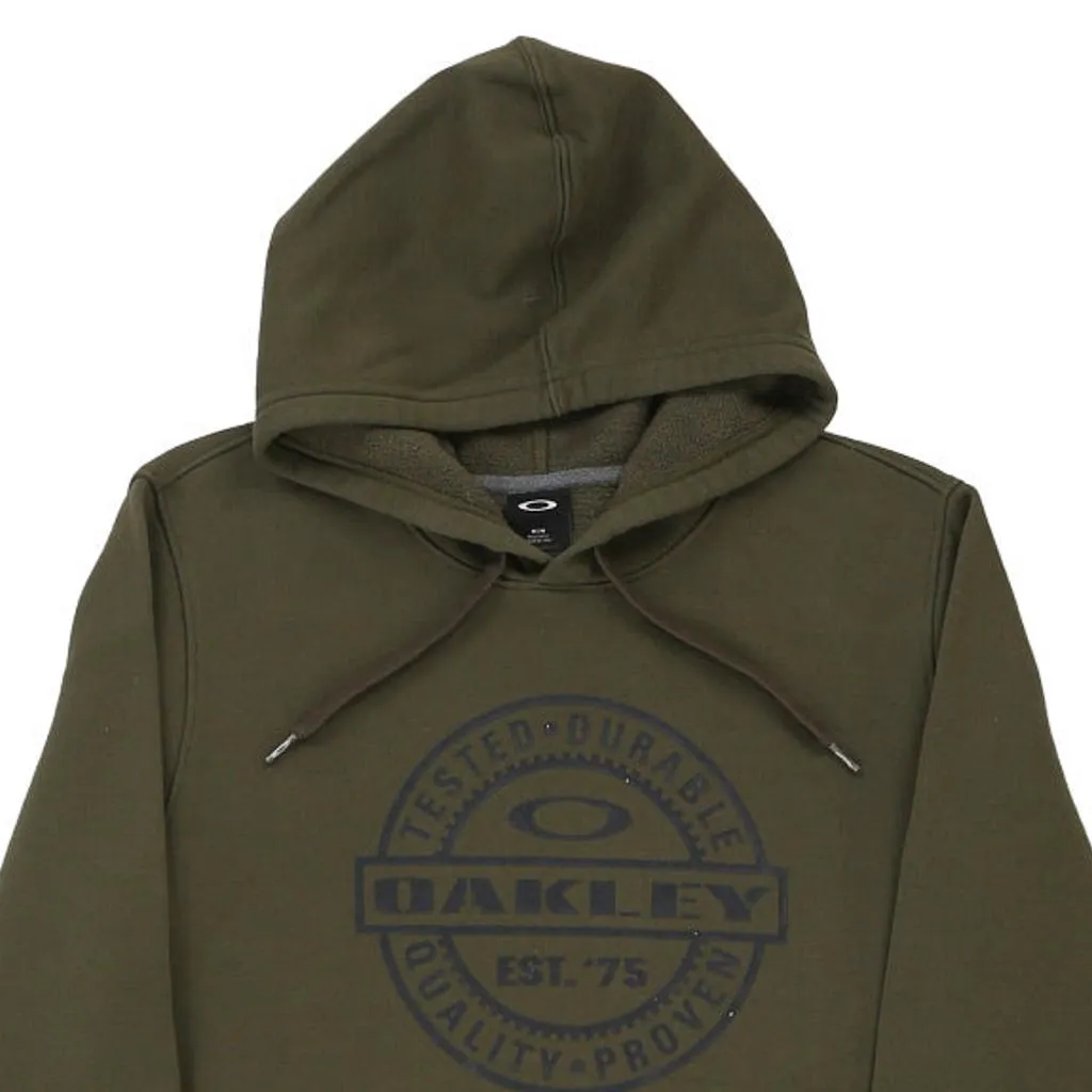 Oakley Spellout Hoodie - Medium Khaki Cotton Blend