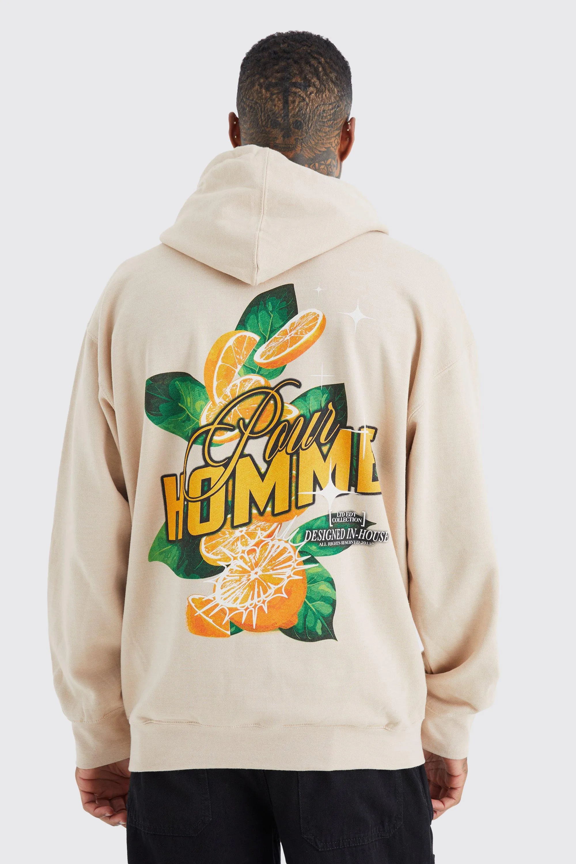 Oversized Lemon Slice Graphic Hoodie | boohooMAN UK