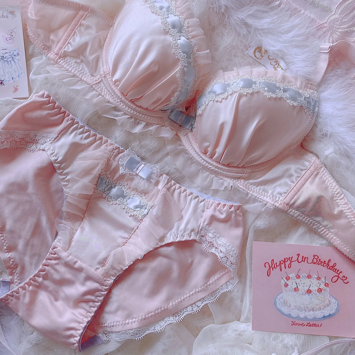 Pastel Pink Romantic Royalcore Princess Lingerie Set