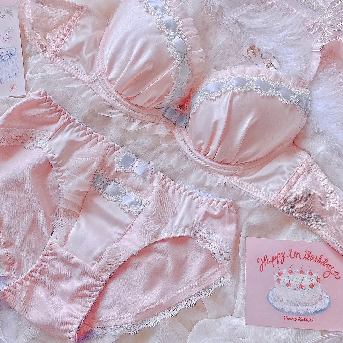 Pastel Pink Romantic Royalcore Princess Lingerie Set