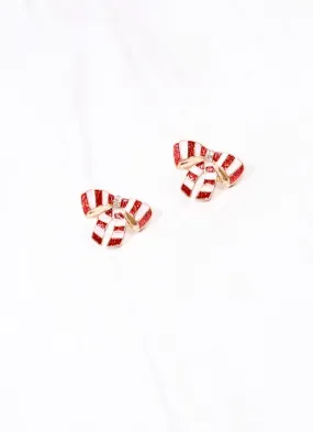 Peppermint Bow Earring RED