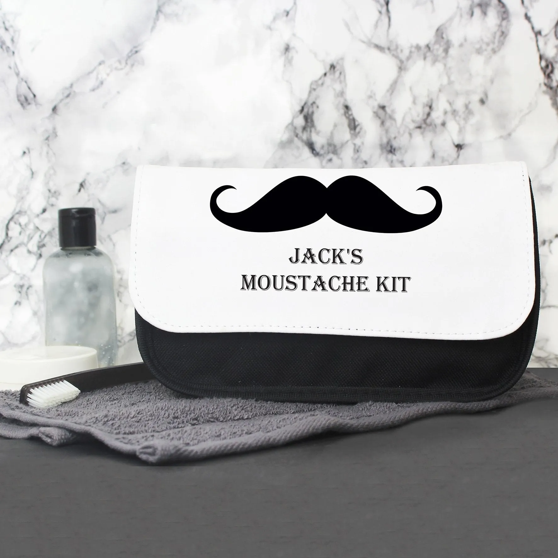 Personalised Moustache Men's Wash Bag