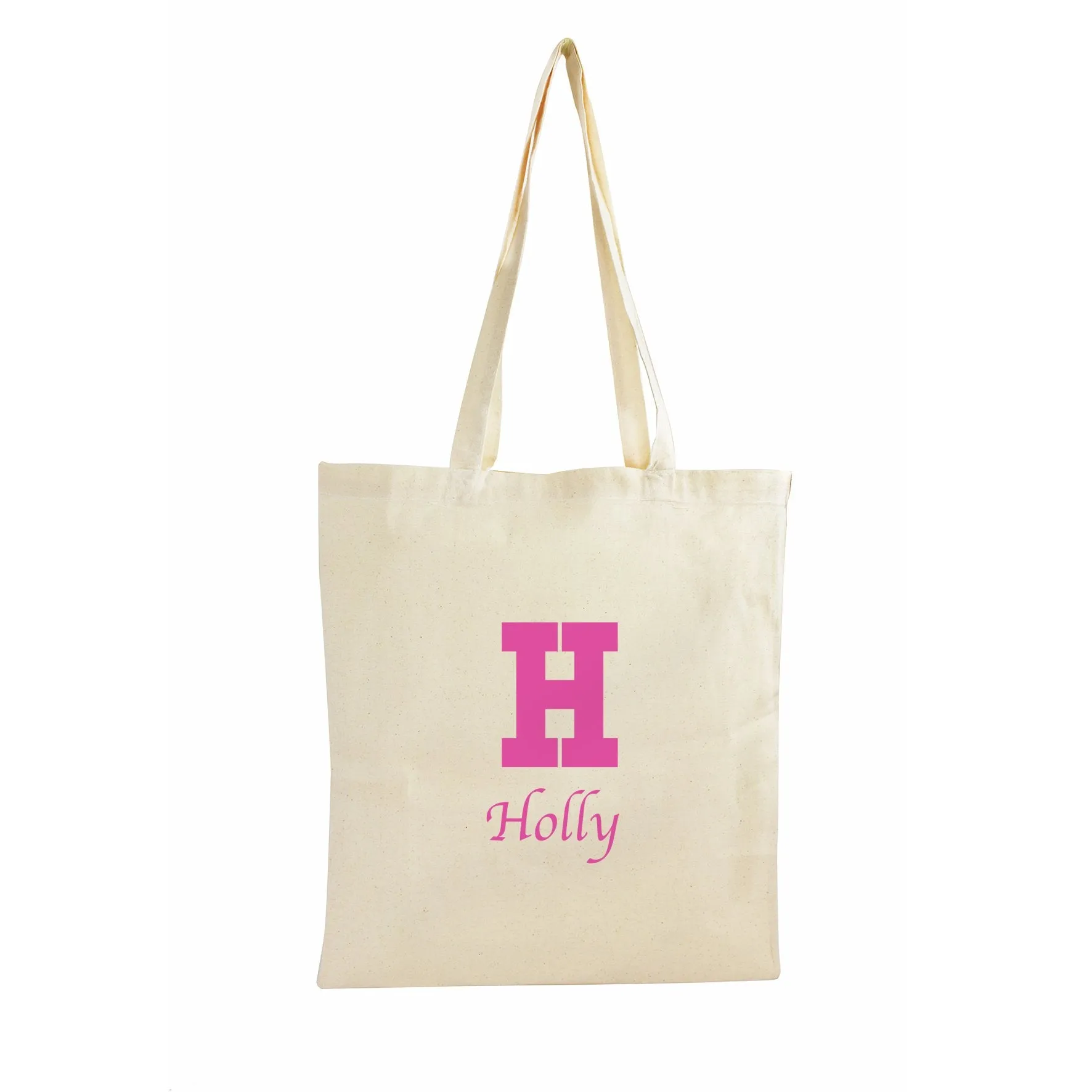 Personalised Pink Initial Cotton Bag