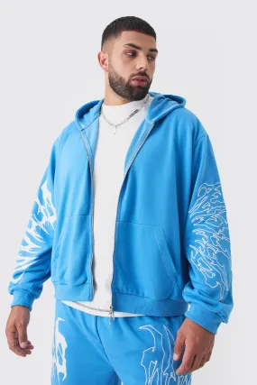 Plus Boxy Oversized Embroidery Hoodie | boohooMAN UK