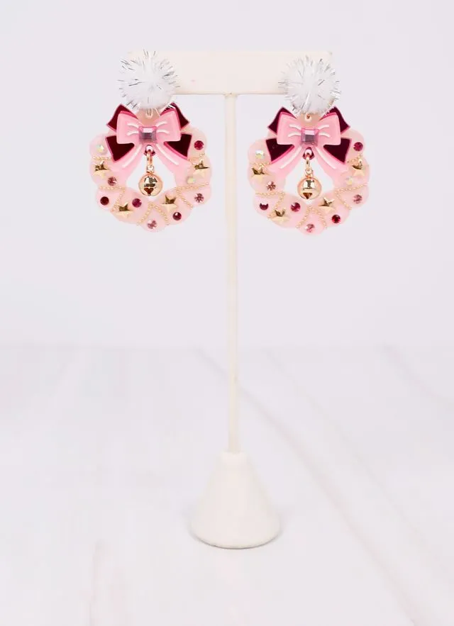 Pom Pom Wreath Earring PINK