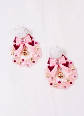 Pom Pom Wreath Earring PINK