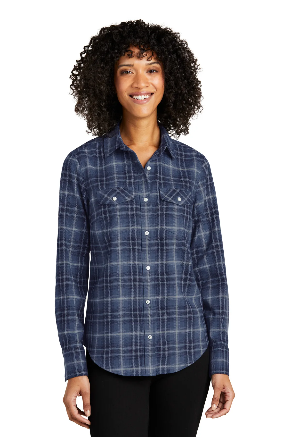 Port Authority Clothing LW672 Port Authority   Ladies Long Sleeve Ombre Plaid Shirt SKU: LW672