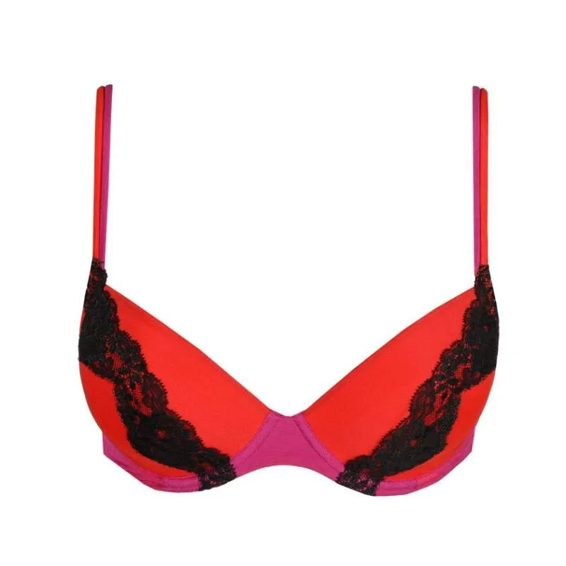 Red low cut padded bra- Andres sarda Sales- Red Lace Lingerie- Unas1- padded Bra-