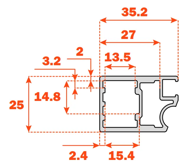 Salice Conecta Aluminium Profile with Grooved Handle