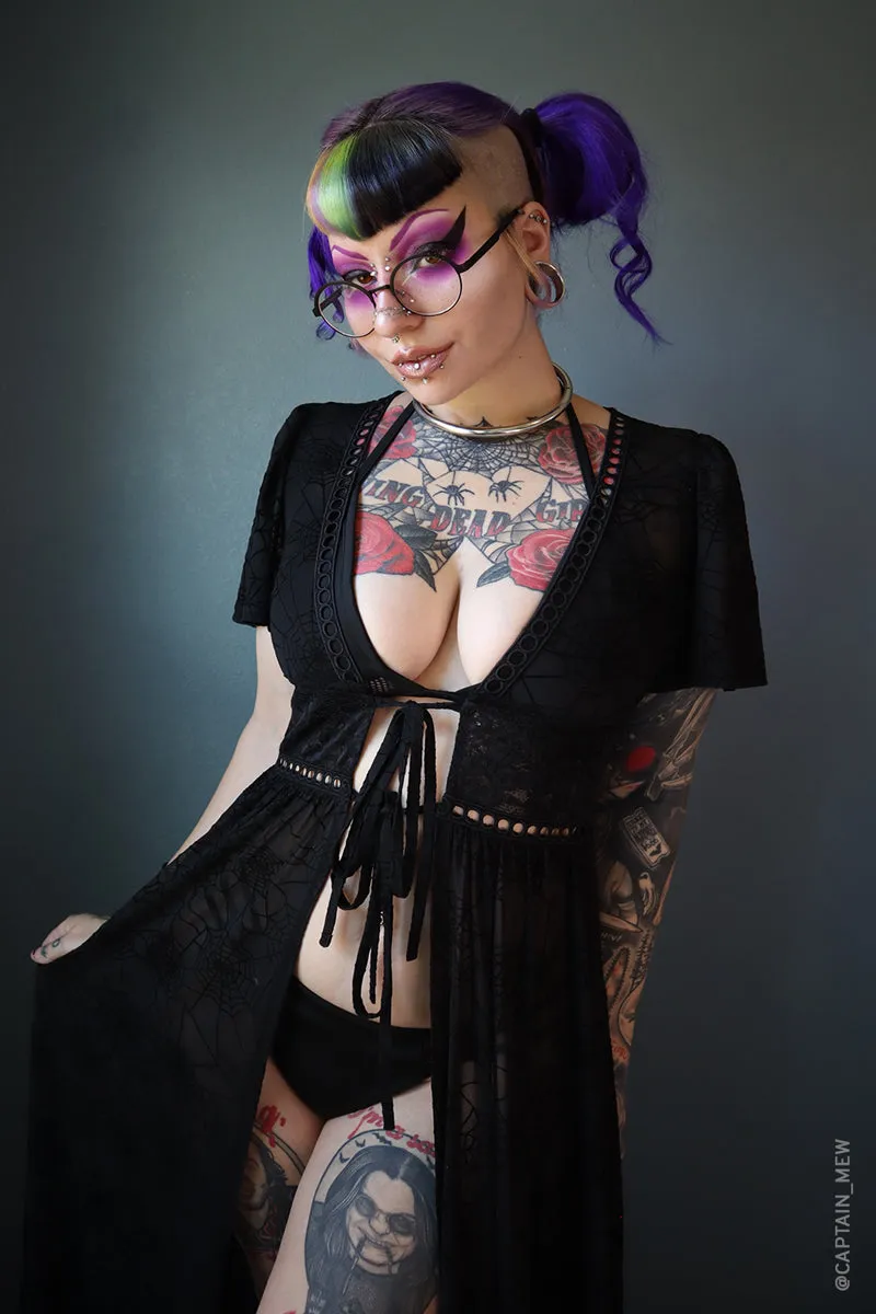 Spiderweb Mesh Kimono Dress