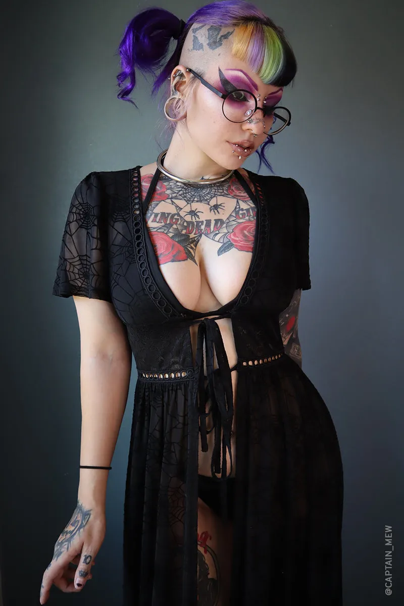 Spiderweb Mesh Kimono Dress