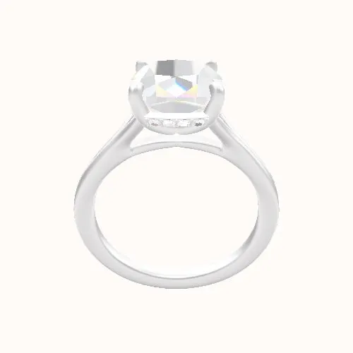 Split Cathedral Engagement Ring With Low Set Pave  Hidden Halo Head