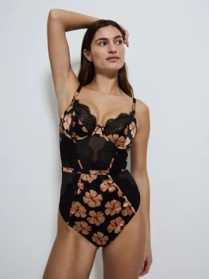 Studio Edit Black Floral Print Lace Body | Lingerie | George at ASDA