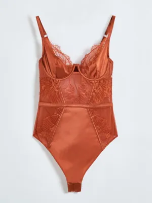 Studio Edit Burnt Orange Lace Body | Lingerie | George at ASDA