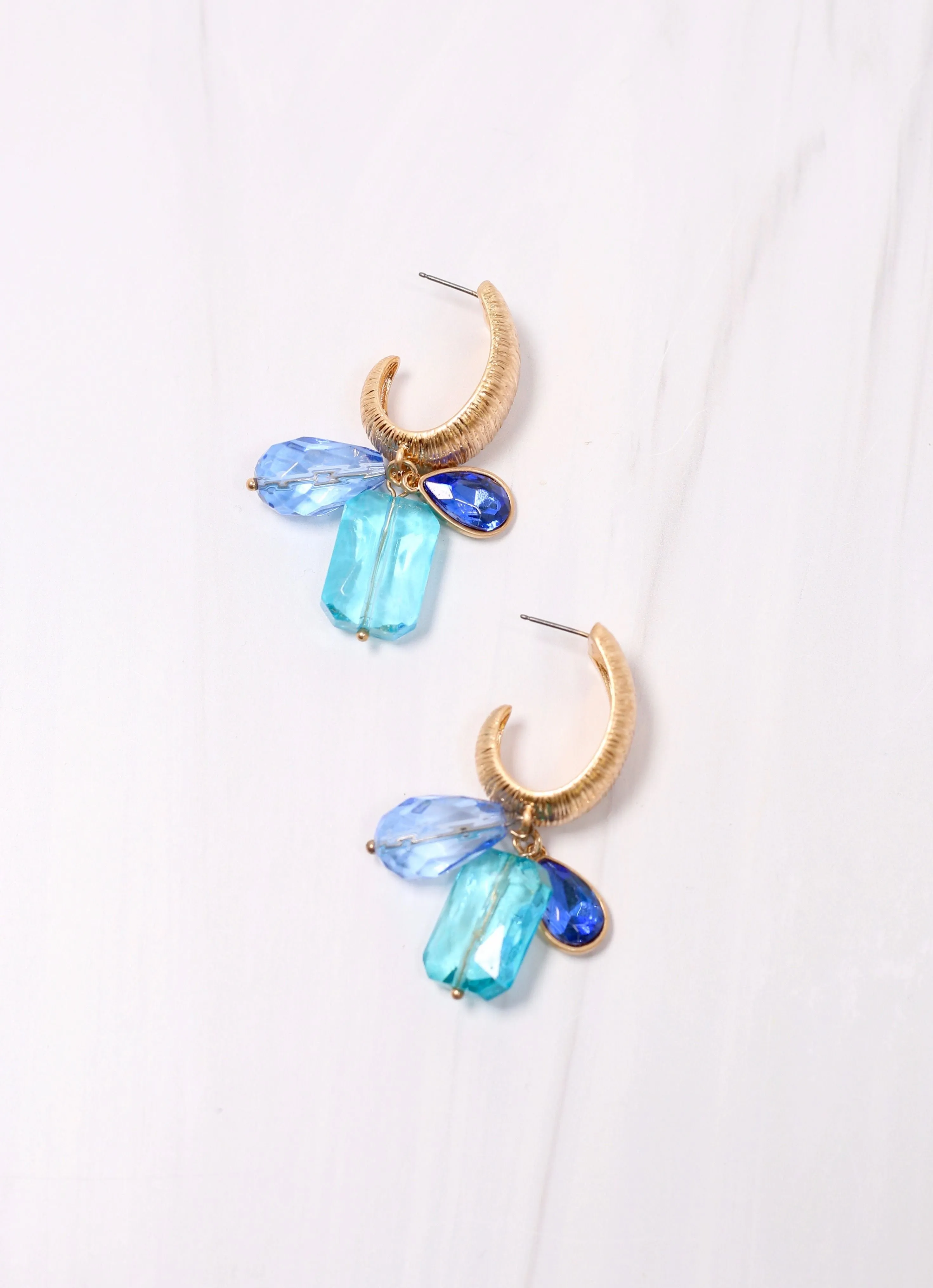 Sundridge Jeweled Hoop Drop Earring BLUE