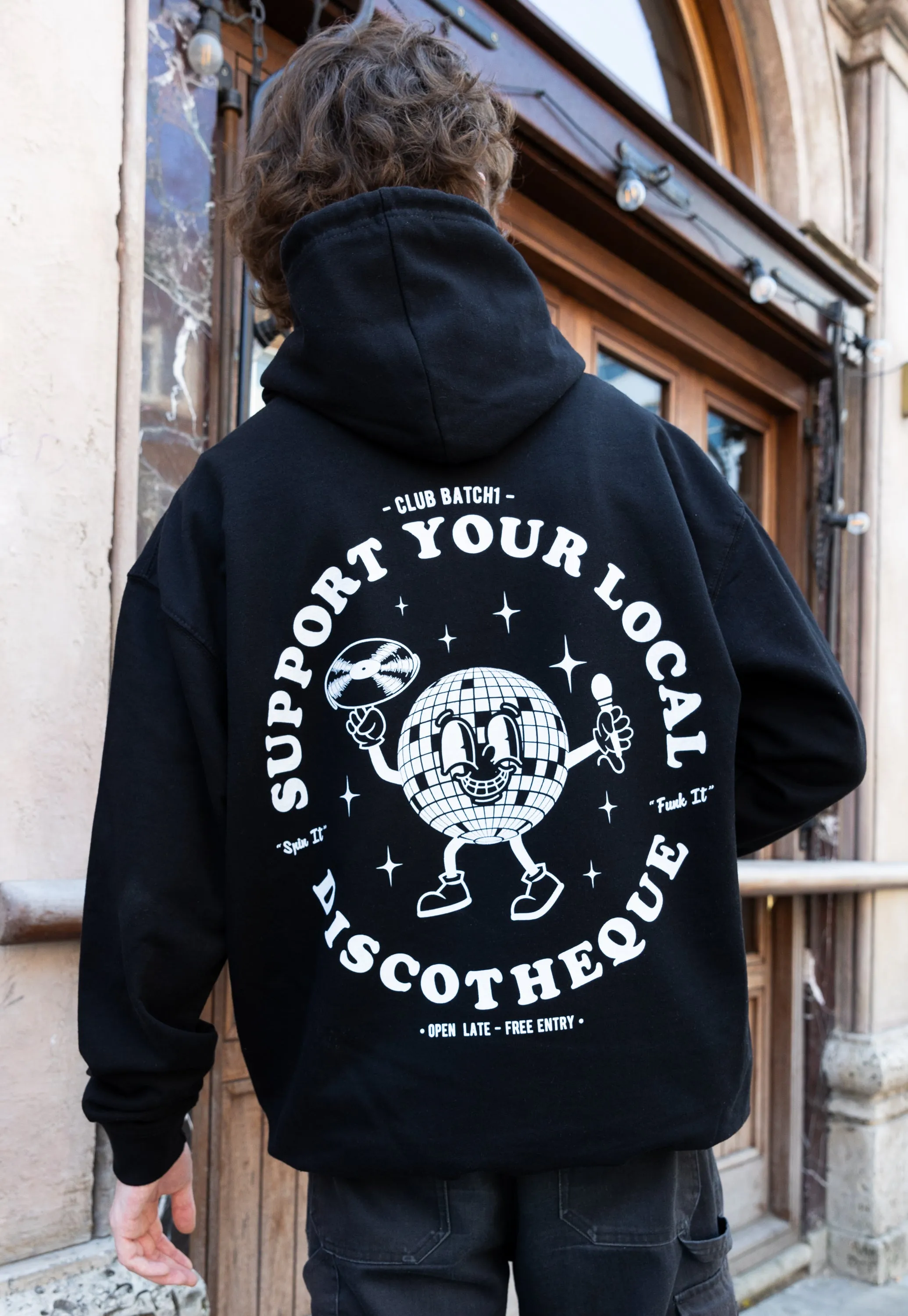 Support Your Local Discotheque Black Hoodie