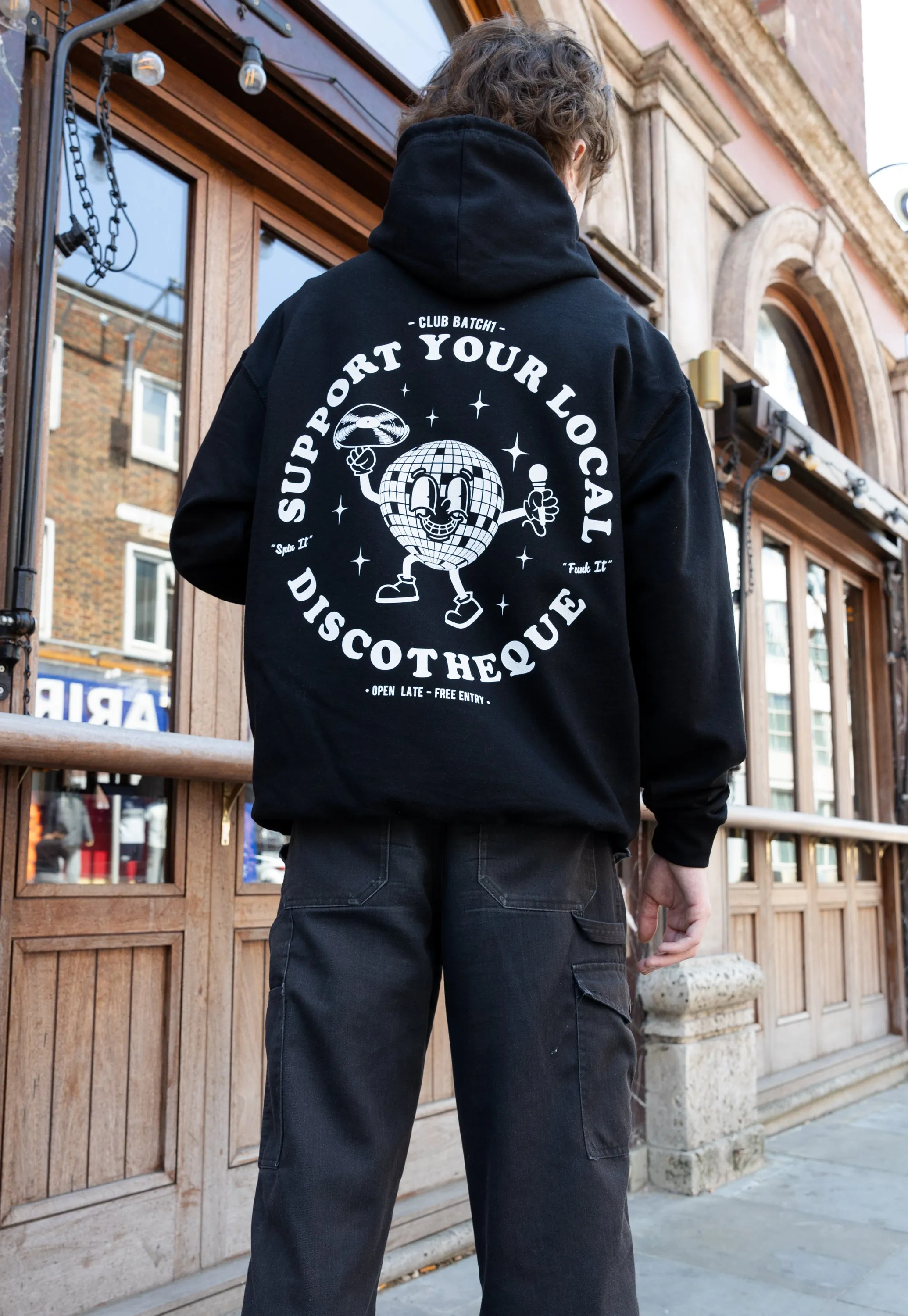 Support Your Local Discotheque Black Hoodie