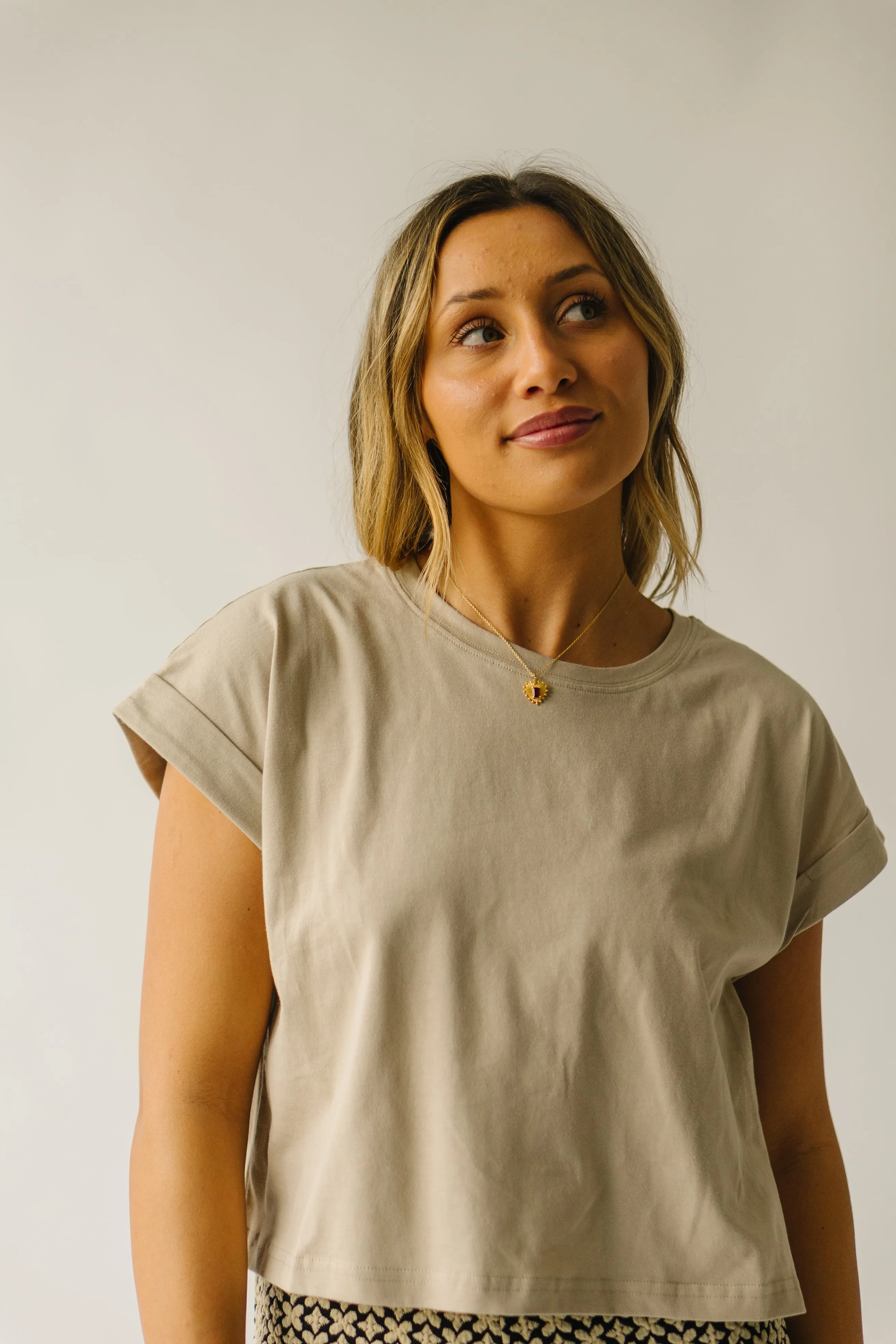 The Fellars Cuffed Sleeve Tee in Tan