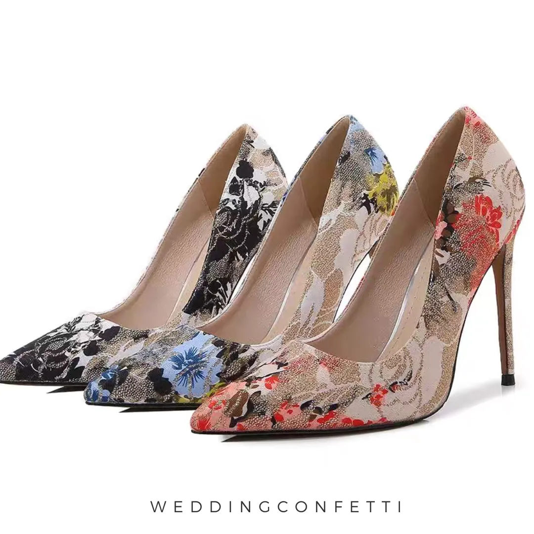 The Tian Oriental Floral Heels (Available in 3 Colours)