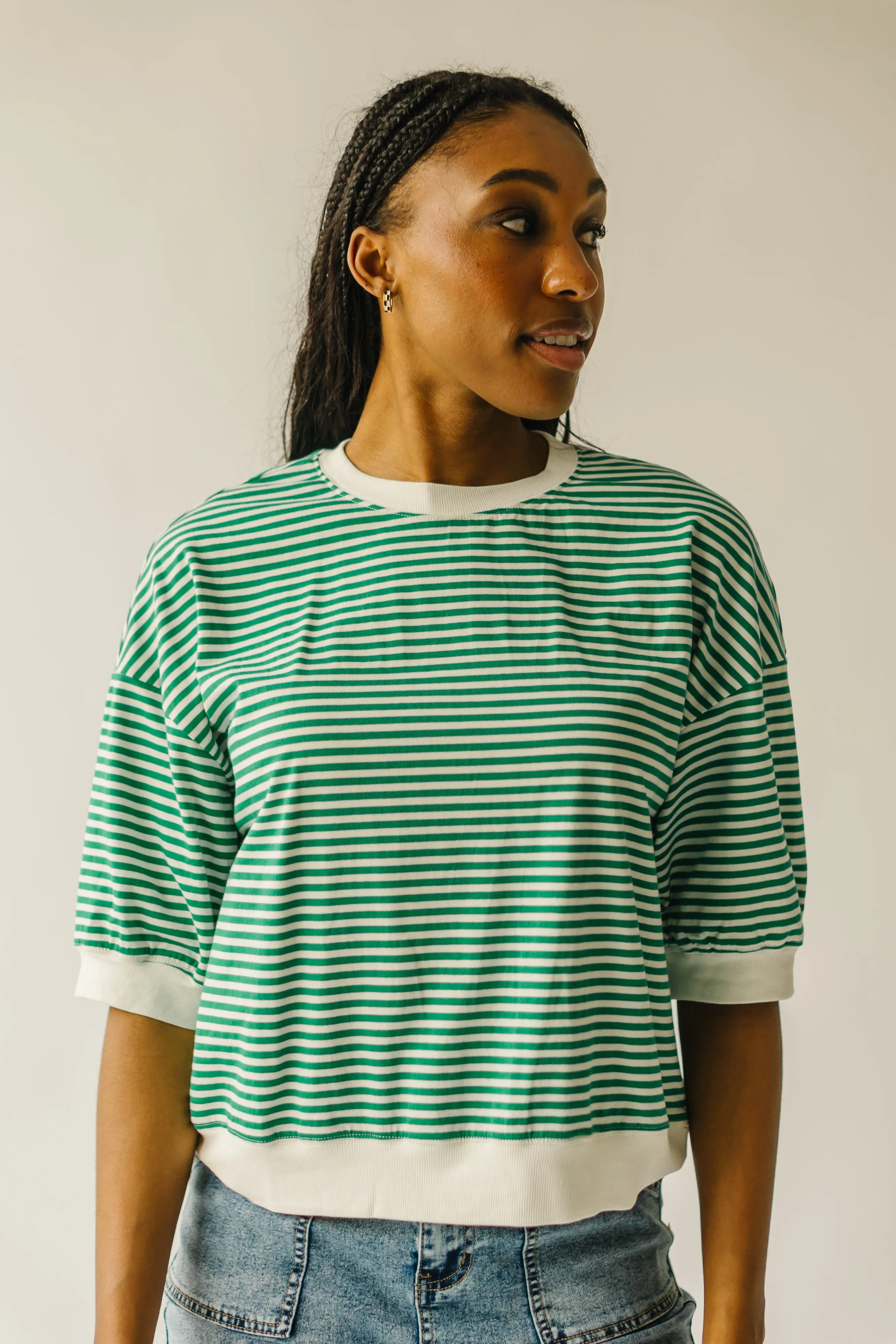 The Wrenly Crew Striped Tee in Green