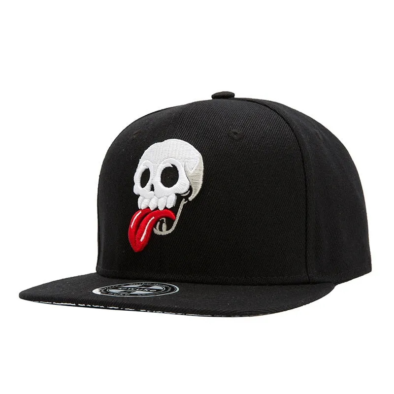 Unisex Cartoon Embroidery Skull Tongue Hip Hop Casquette Baseball Cap