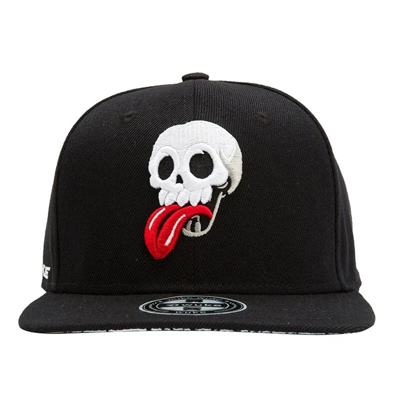 Unisex Cartoon Embroidery Skull Tongue Hip Hop Casquette Baseball Cap