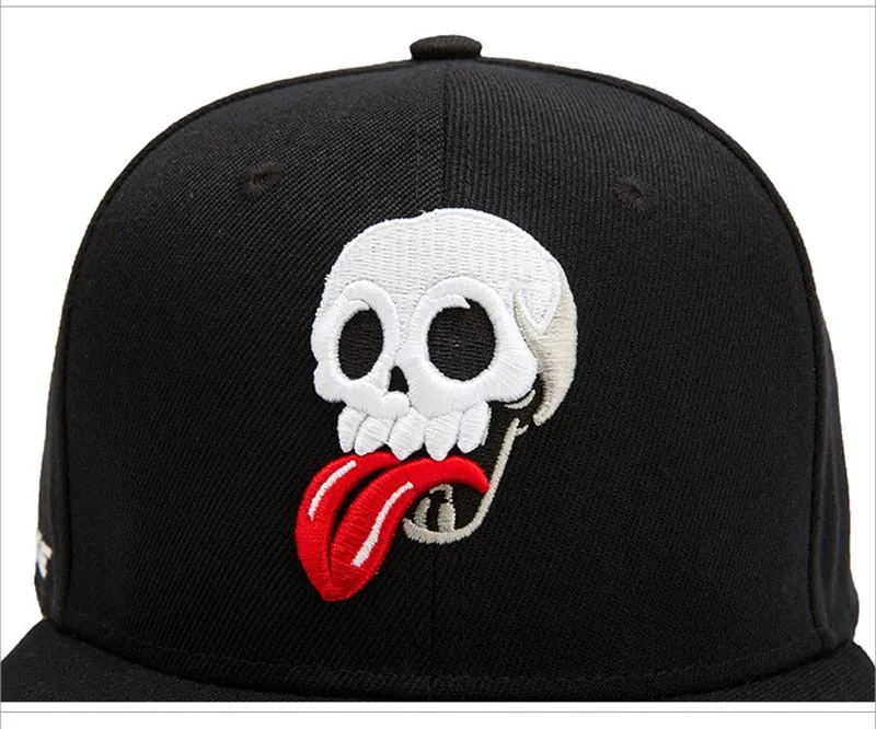 Unisex Cartoon Embroidery Skull Tongue Hip Hop Casquette Baseball Cap