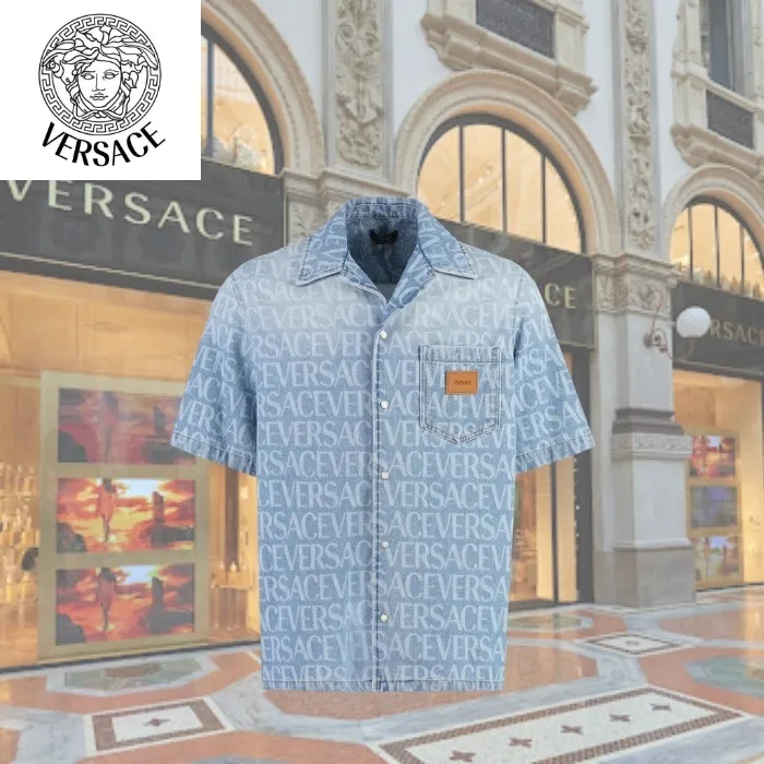 VERSACE  |Unisex Street Style Logo Luxury Shirts