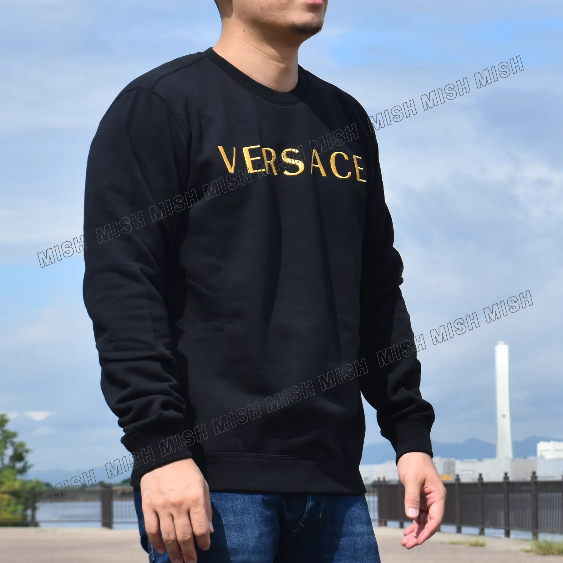 VERSACE  |Unisex Street Style Logo Luxury Sweatshirts