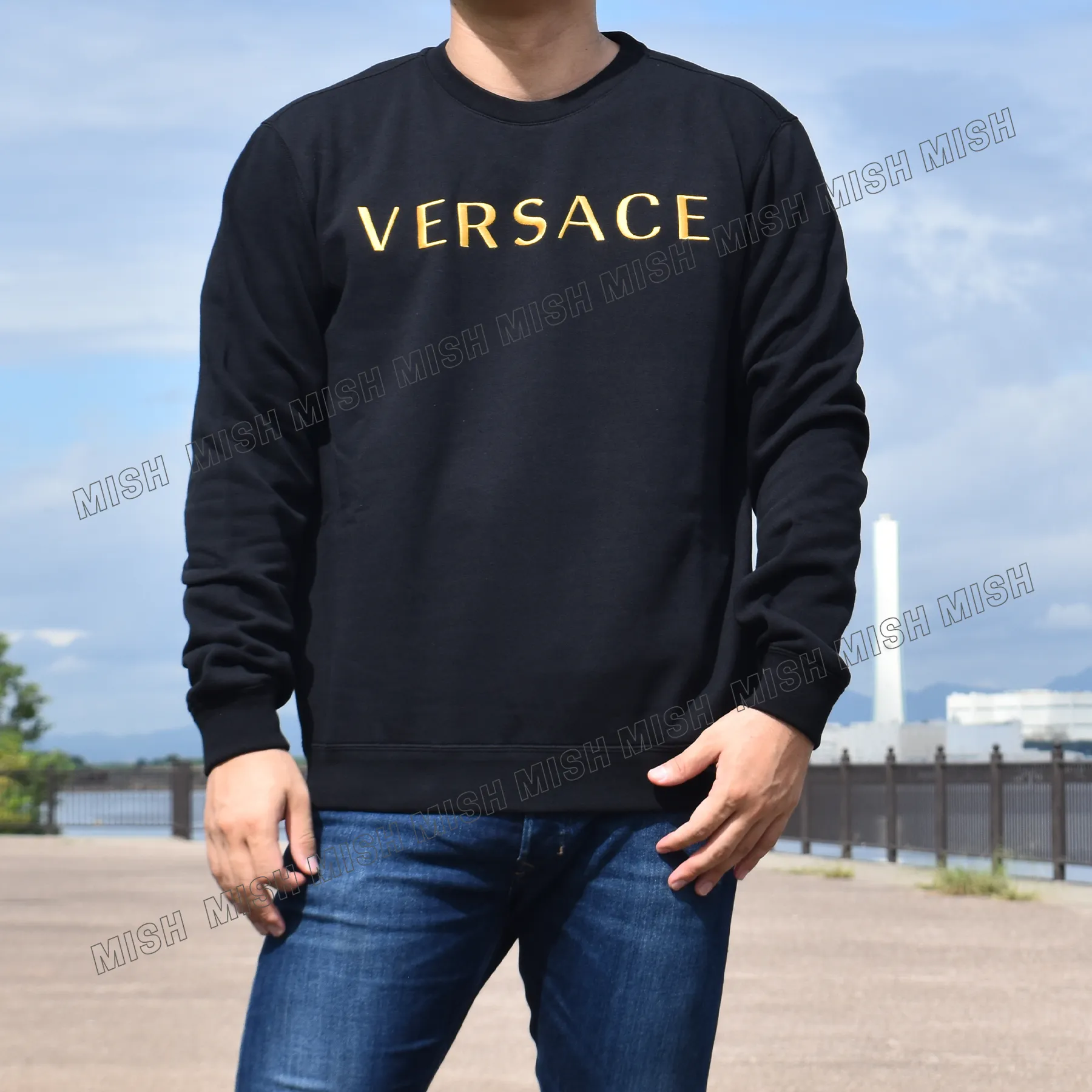 VERSACE  |Unisex Street Style Logo Luxury Sweatshirts