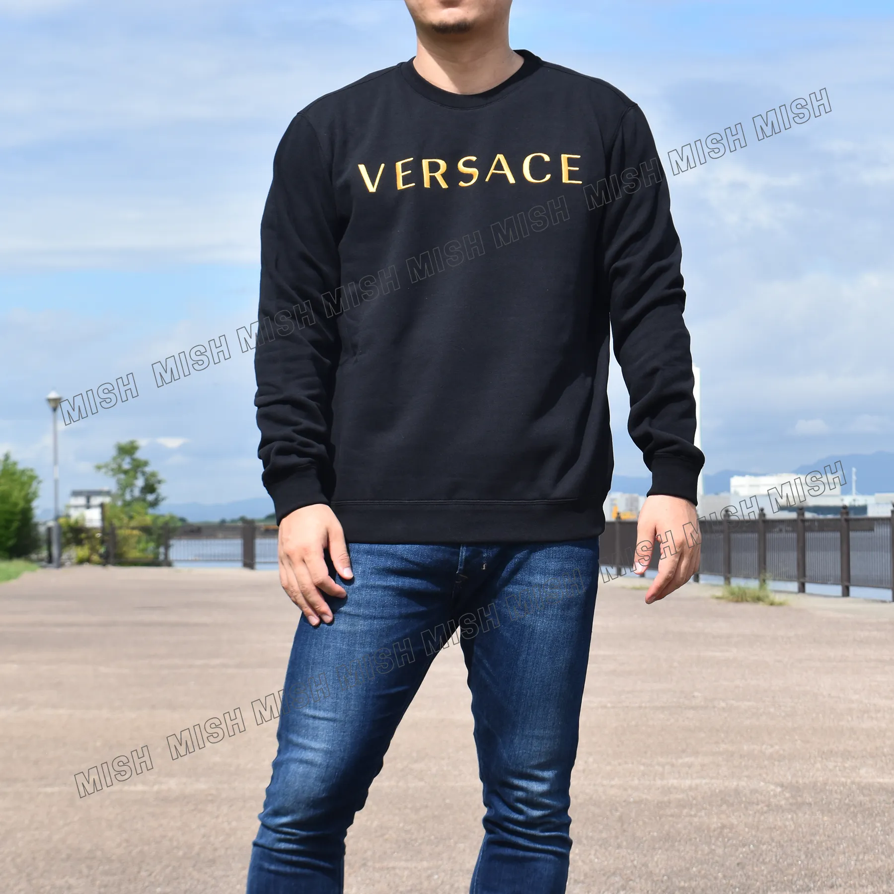 VERSACE  |Unisex Street Style Logo Luxury Sweatshirts