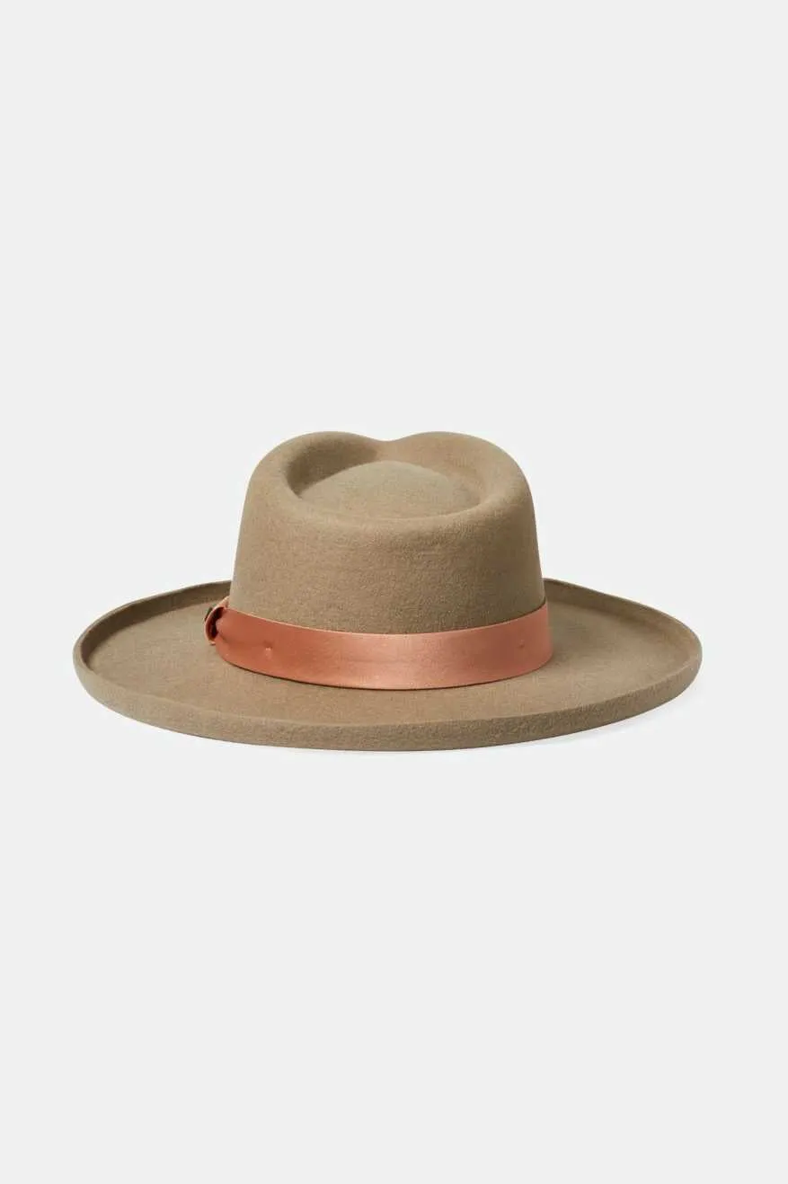 Victoria Felt Fedora - Timberwolf/Rose Gold Satin