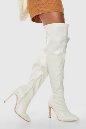 Wide Width Pointed Toe Pu Over The Knee Boots