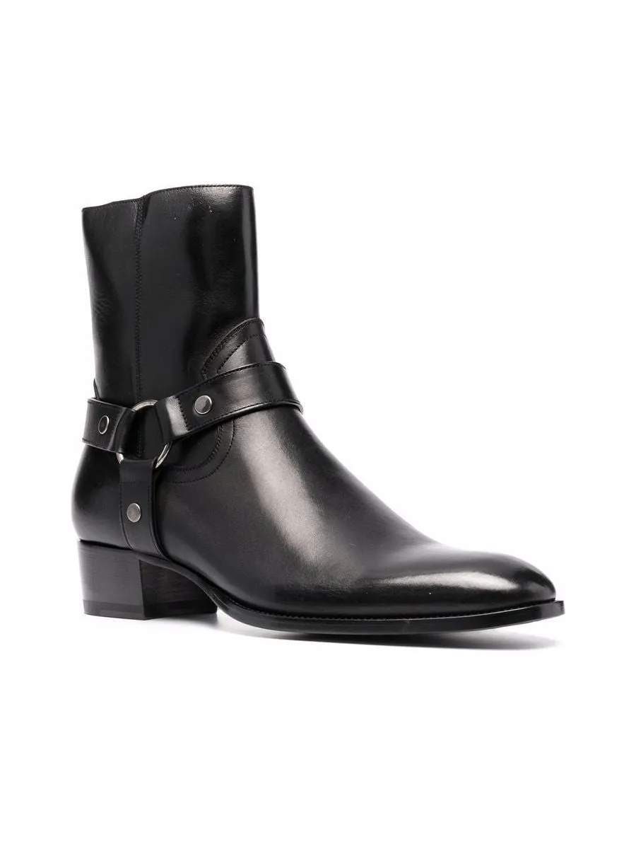 Wyatt Harness Boots in Smooth Leather