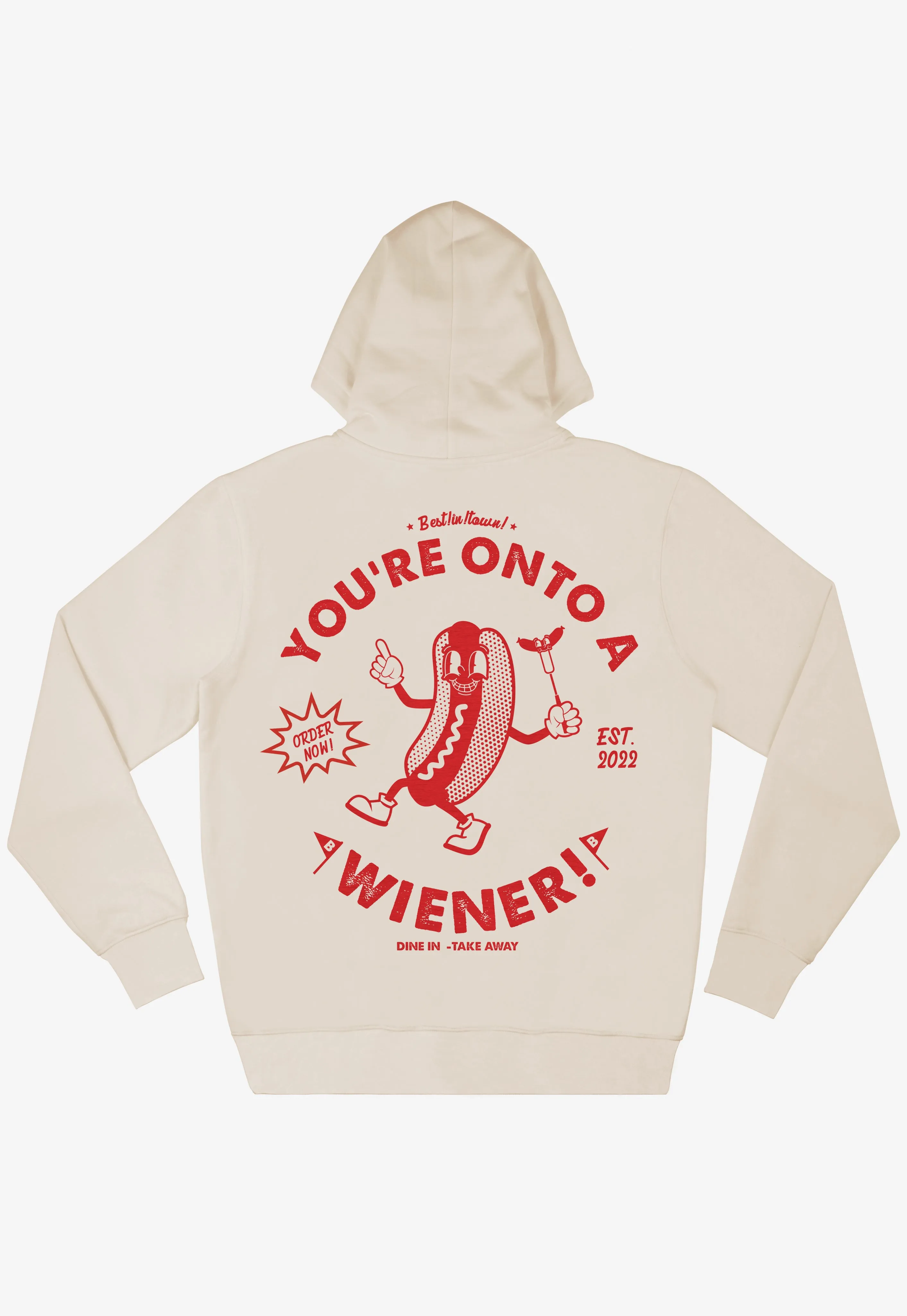 You’re Onto A Wiener Vanilla Hoodie With Hot Dog Logo