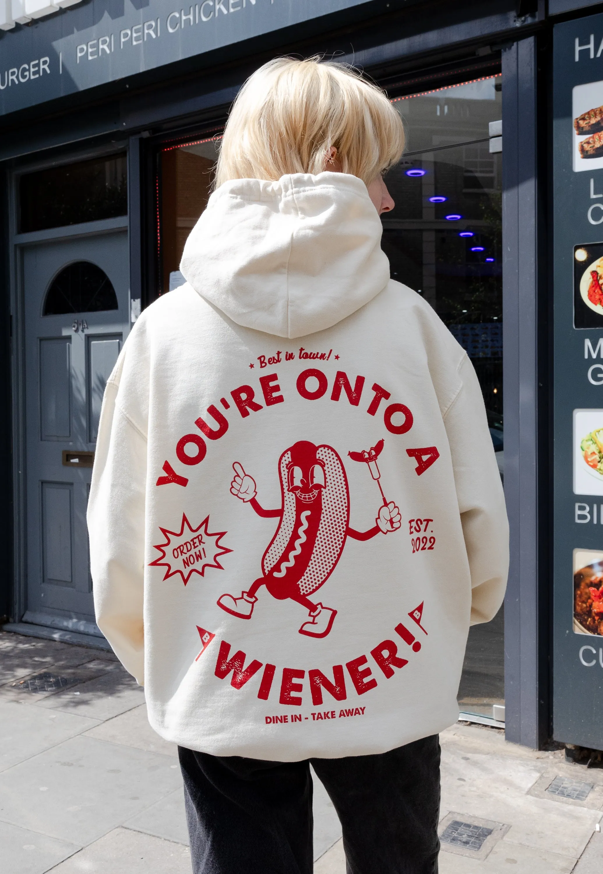 You’re Onto A Wiener Vanilla Hoodie With Hot Dog Logo